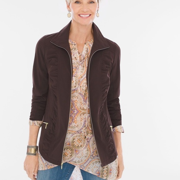 Chico's Jackets & Blazers - Chicos Zenergy Neema Ruched Brown jacket size 2